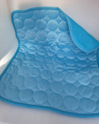 Tapis fraîcheur bleu pour chien et chat, avec bordure bleue